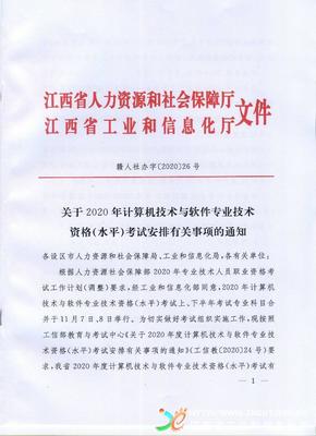 2020年江西計算機(jī)軟考高級職稱考試報名通知
